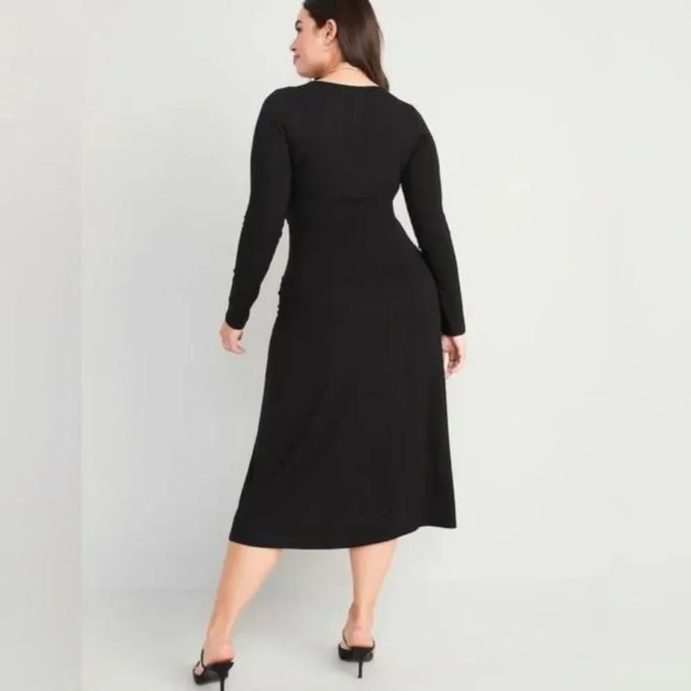 Old Navy Fit & Flare Twist-Front Cutout Midi Dress for Women New - Picture 5 of 7